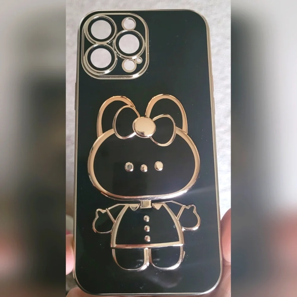 Iphone case With Mirror Black& Gold
